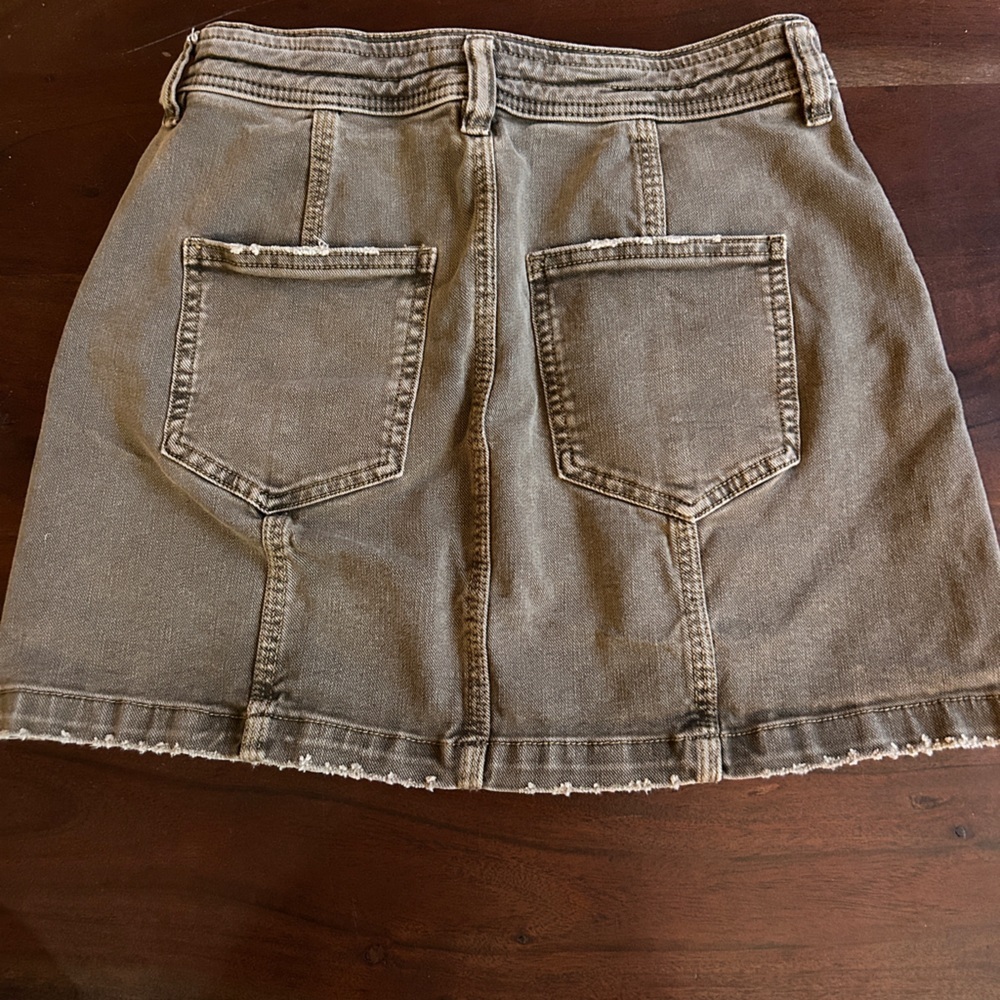We The Free Distressed Mini Skirt Lennox Seamed Free People Brown Sz 25 - Picture 5 of 8